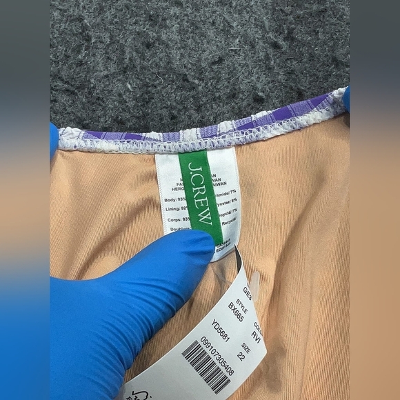 J. Crew Plunge One-Piece Swimsuit – Royal Violet Gingham – Size 22 – New - Picture 6 of 8